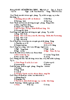 Đề kiểm tra mônlịch sử lớp 6 tuần6